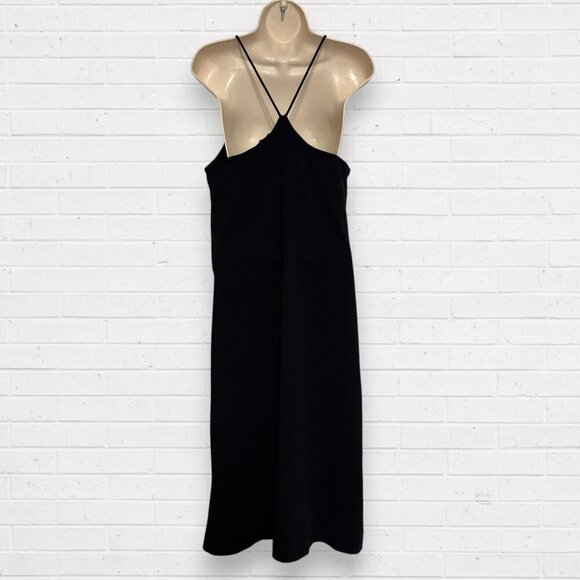 ZARA Black Stretch Knit Strappy V-Neck Midi Dress - Picture 4 of 7